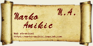 Marko Anikić vizit kartica
